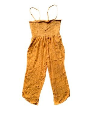 prAna Fernie Smocked Convertible Wide Leg Jumpsuit Striped XL Outfit Easy Womens